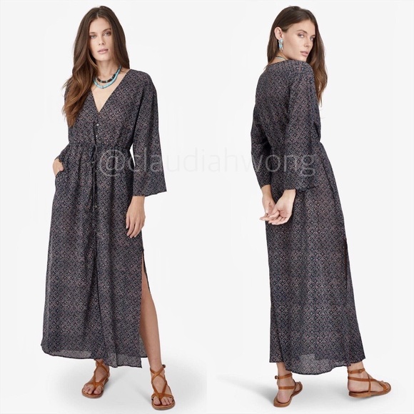 XIRENA Mykah Long Sleeve Maxi Dress in Black Pebble Print - Picture 1 of 7